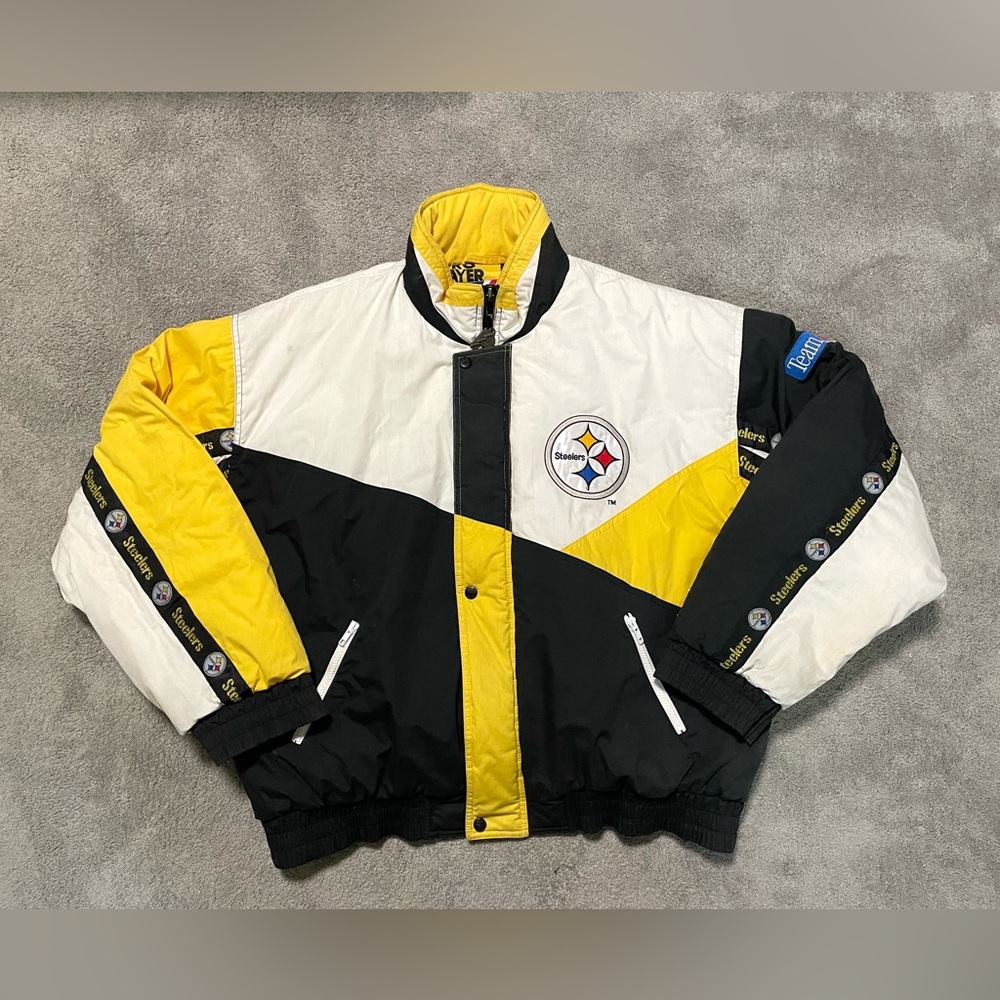 Vintage 90s Pittsburgh Steelers Pro Player Puffer Jacket Mens 2XL RARE NFL